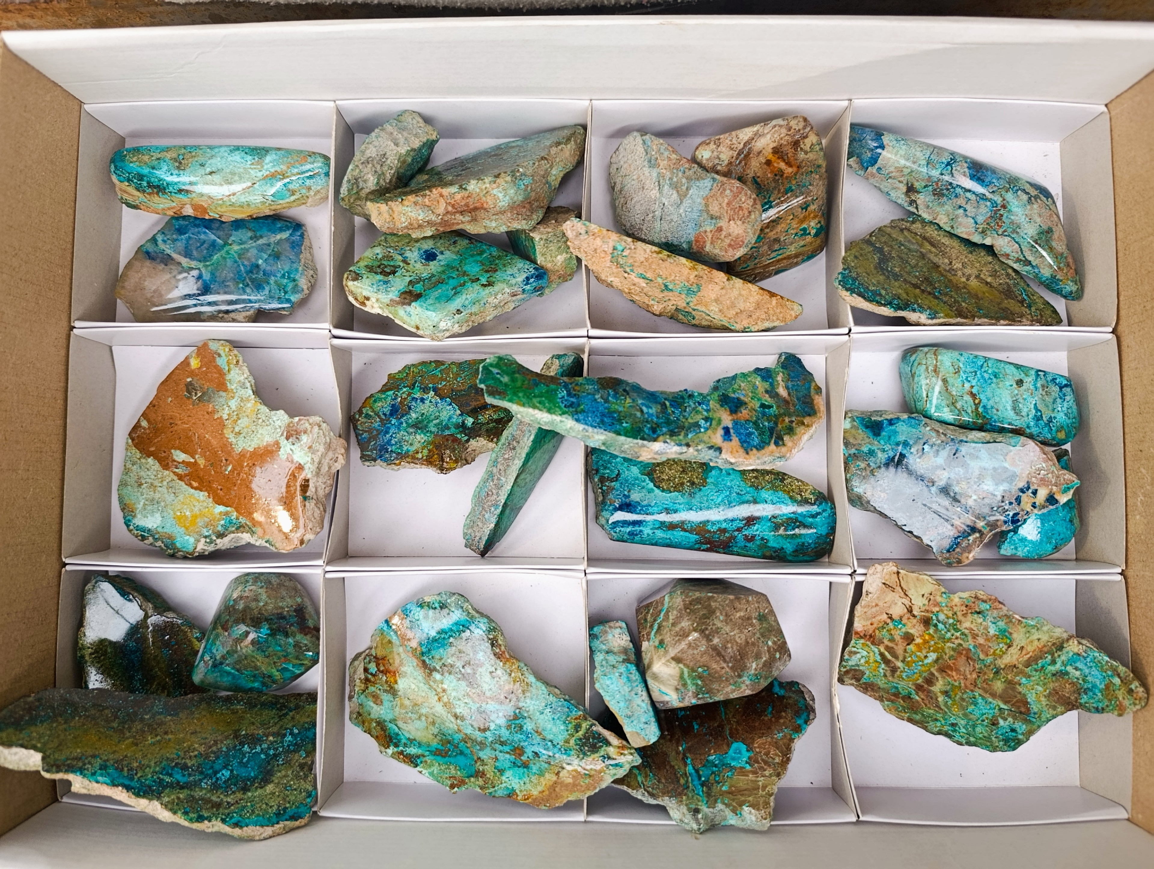Polished Shattuckite Free Form Slices with Associated Minerals x 28 From Kaokoveld, Namibia - Toprock Gemstones and Minerals 