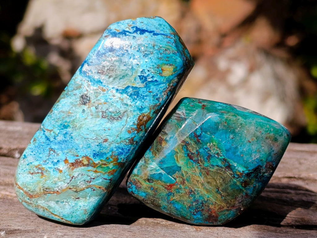 Polished Shattuckite Free Form Slices with Associated Minerals x 28 From Kaokoveld, Namibia - Toprock Gemstones and Minerals 