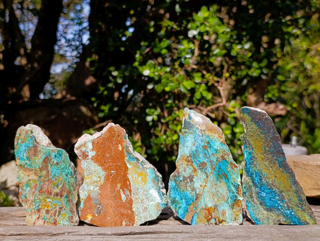 Polished Shattuckite Free Form Slices with Associated Minerals x 28 From Kaokoveld, Namibia - Toprock Gemstones and Minerals 