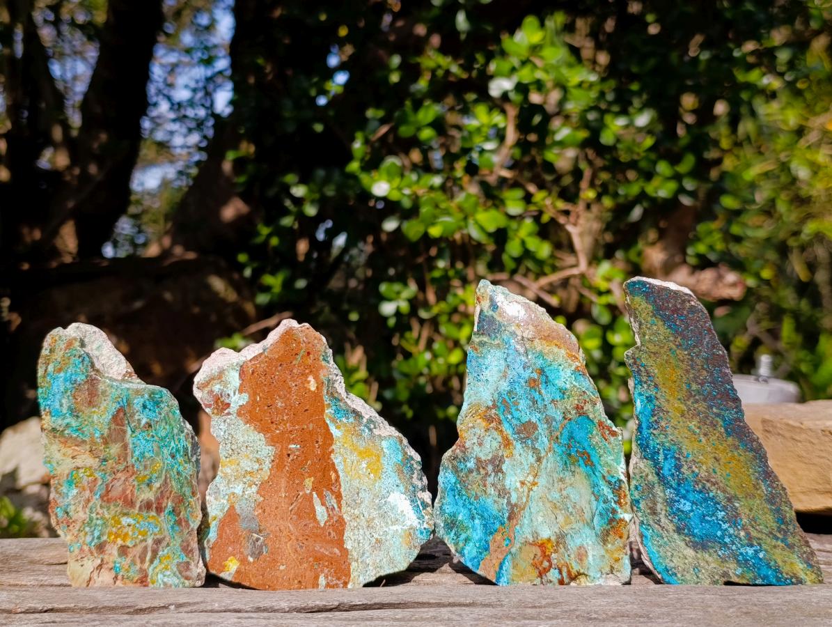 Polished Shattuckite Free Form Slices with Associated Minerals x 28 From Kaokoveld, Namibia - Toprock Gemstones and Minerals 