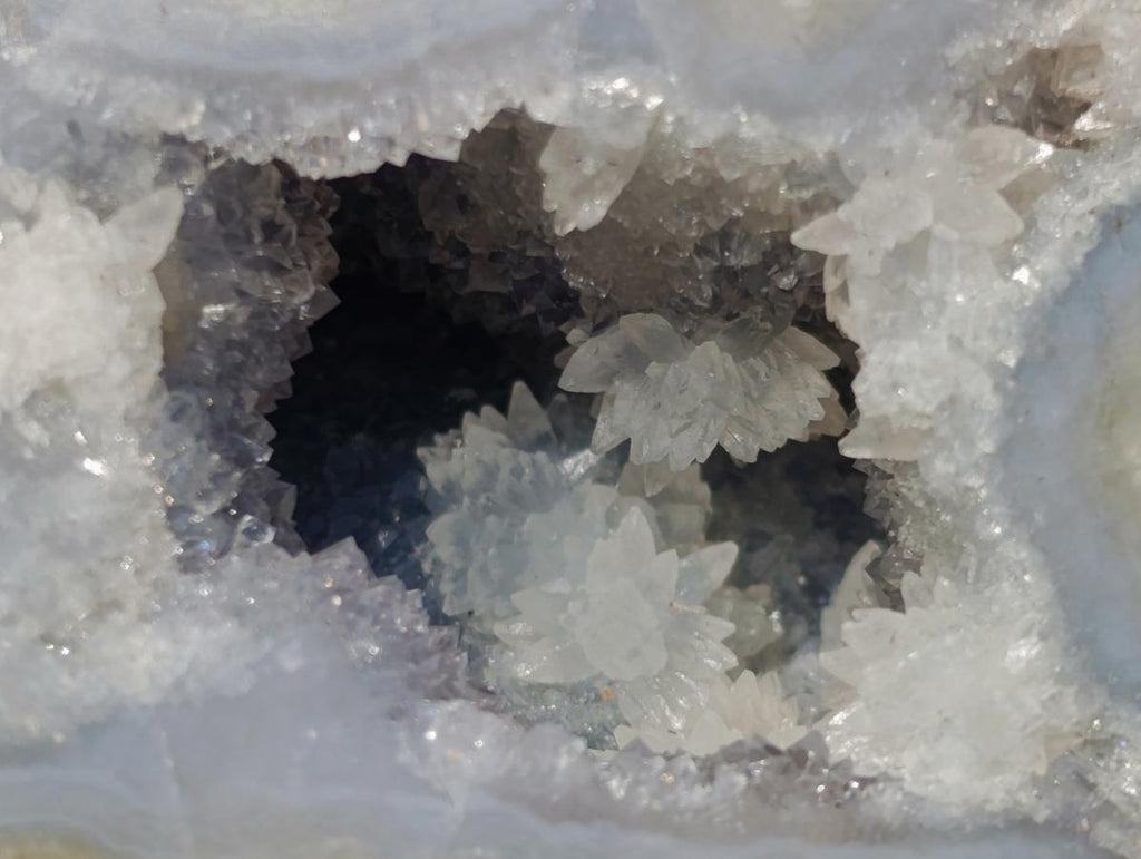 Polished On One Side Blue Lace Agate Geodes x 6 From Nsanje, Malawi - Toprock Gemstones and Minerals 