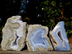 Polished On One Side Blue Lace Agate Geodes x 6 From Nsanje, Malawi - Toprock Gemstones and Minerals 