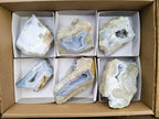 Polished On One Side Blue Lace Agate Geodes x 6 From Nsanje, Malawi - Toprock Gemstones and Minerals 