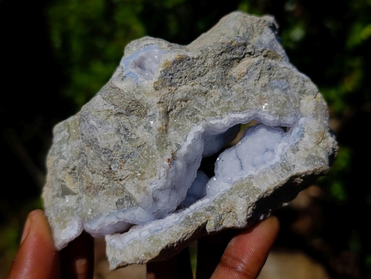 Polished On One Side Blue Lace Agate Geodes x 6 From Nsanje, Malawi - Toprock Gemstones and Minerals 