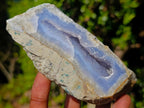 Polished On One Side Blue Lace Agate Geodes x 6 From Nsanje, Malawi - Toprock Gemstones and Minerals 