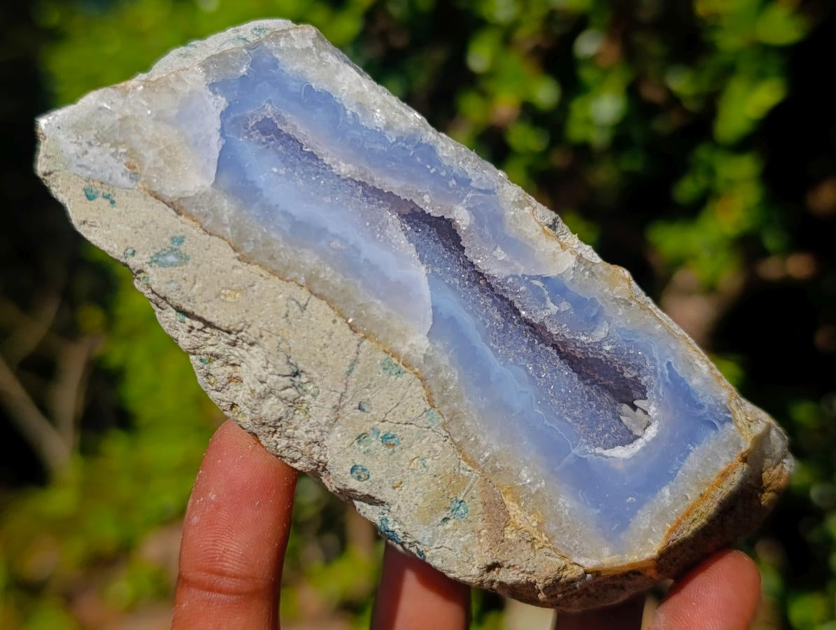 Polished On One Side Blue Lace Agate Geodes x 6 From Nsanje, Malawi - Toprock Gemstones and Minerals 