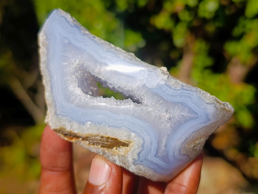 Polished On One Side Blue Lace Agate Geodes x 6 From Nsanje, Malawi - Toprock Gemstones and Minerals 
