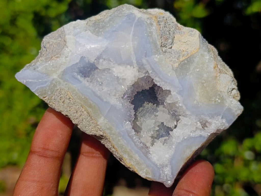 Polished On One Side Blue Lace Agate Geodes x 6 From Nsanje, Malawi - Toprock Gemstones and Minerals 