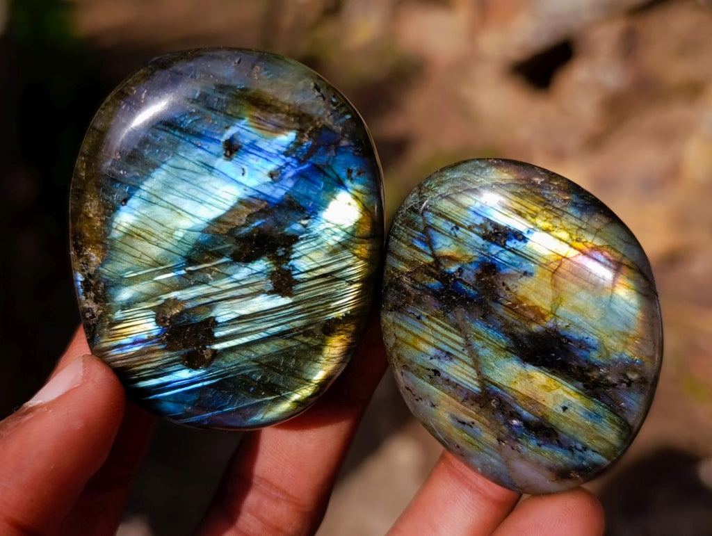 Polished Labradorite Palm Stones x 20 From Madagascar - Toprock Gemstones and Minerals 
