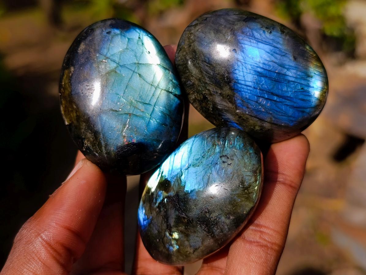 Polished Labradorite Palm Stones x 20 From Madagascar - Toprock Gemstones and Minerals 