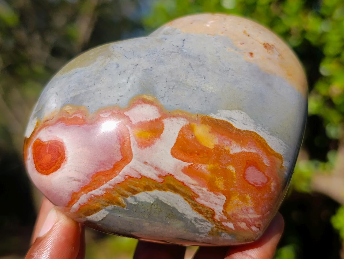 Polished Polychrome Jasper Hearts x 3 From NW Coast, Madagascar - Toprock Gemstones and Minerals 