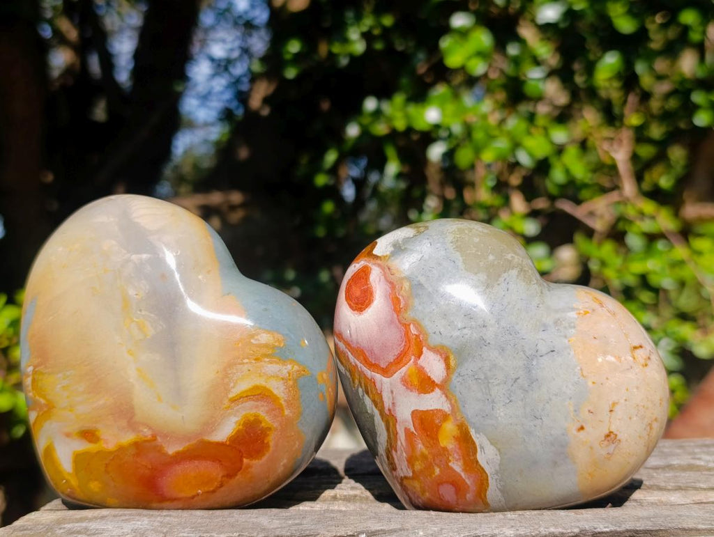 Polished Polychrome Jasper Hearts x 3 From NW Coast, Madagascar - Toprock Gemstones and Minerals 