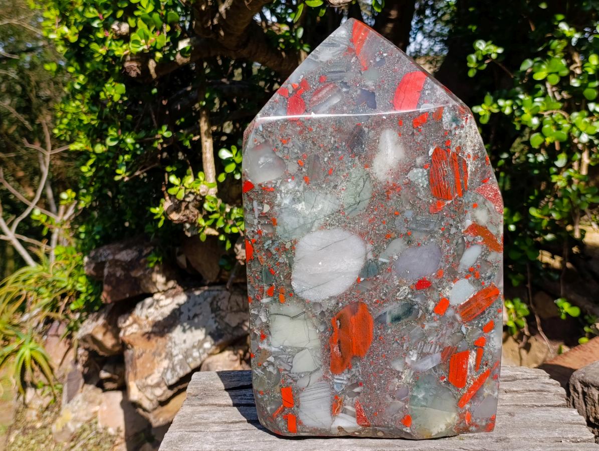 Polished XL Bloodstone Display Crystal Point x 1 From Swaziland - Toprock Gemstones and Minerals 