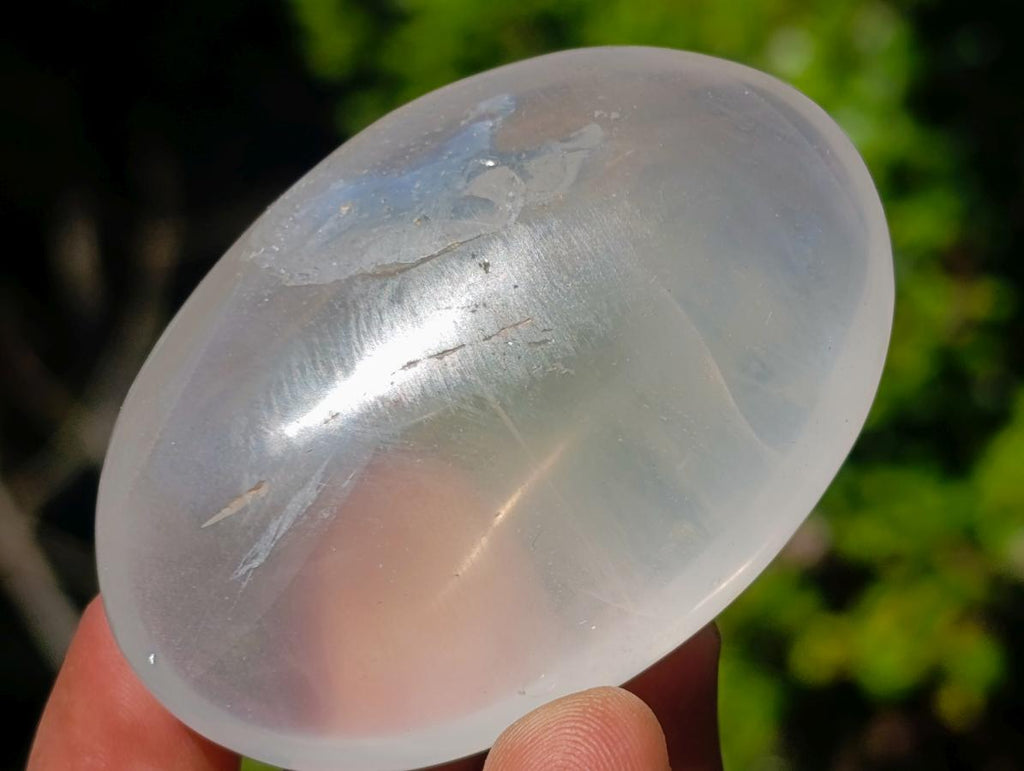 Polished Girasol Pearl Quartz Palm Stones x 24 From Ambatondrazaka, Madagascar - Toprock Gemstones and Minerals 