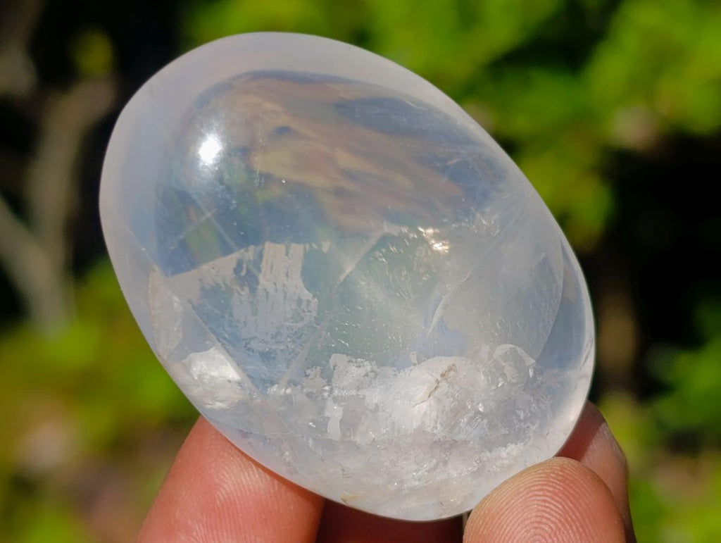 Polished Girasol Pearl Quartz Palm Stones x 24 From Ambatondrazaka, Madagascar - Toprock Gemstones and Minerals 