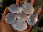 Polished Girasol Pearl Quartz Palm Stones x 24 From Ambatondrazaka, Madagascar - Toprock Gemstones and Minerals 