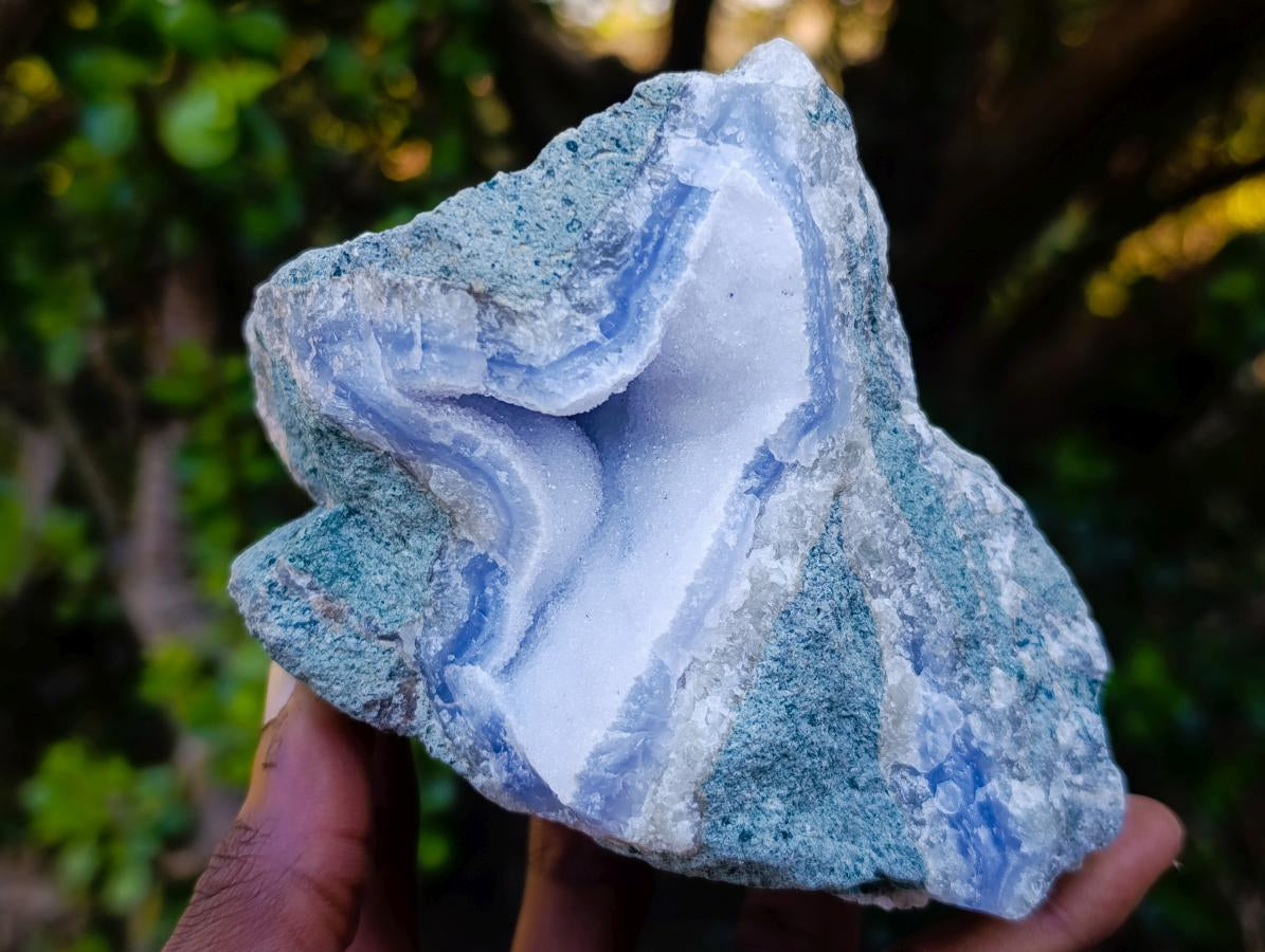 Natural Blue Lace Agate Geodes x 6 From Nsanje, Malawi - Toprock Gemstones and Minerals 