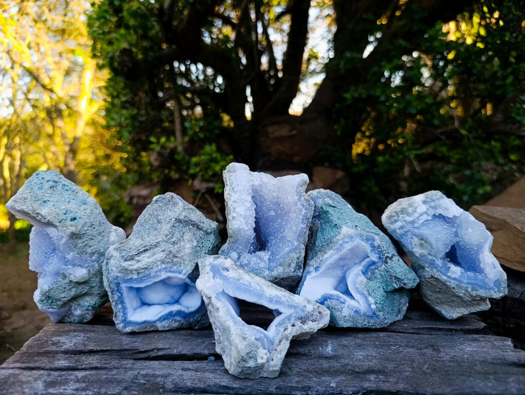 Natural Blue Lace Agate Geodes x 6 From Nsanje, Malawi - Toprock Gemstones and Minerals 