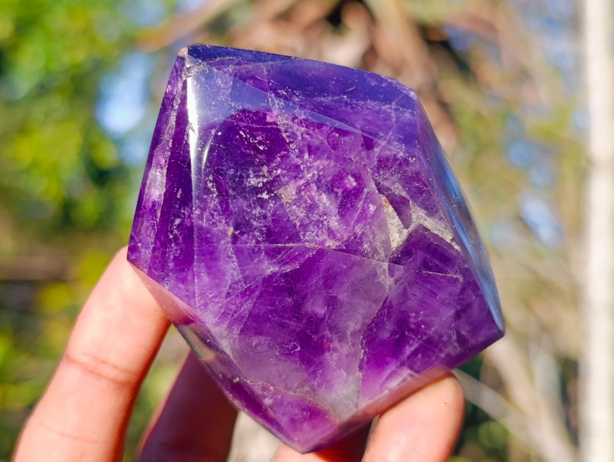 Polished Chevron Amethyst Display Crystal Points x 3 From Zambia - Toprock Gemstones and Minerals 