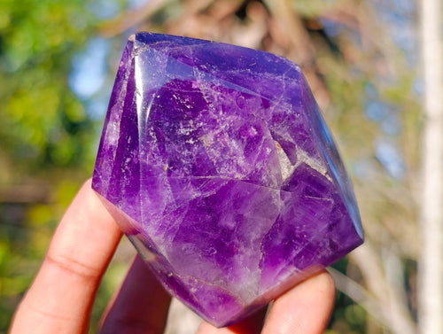 Polished Chevron Amethyst Display Crystal Points x 3 From Zambia - Toprock Gemstones and Minerals 