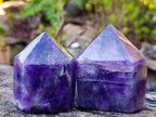 Polished Chevron Amethyst Display Crystal Points x 3 From Zambia - Toprock Gemstones and Minerals 