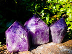 Polished Chevron Amethyst Display Crystal Points x 3 From Zambia - Toprock Gemstones and Minerals 