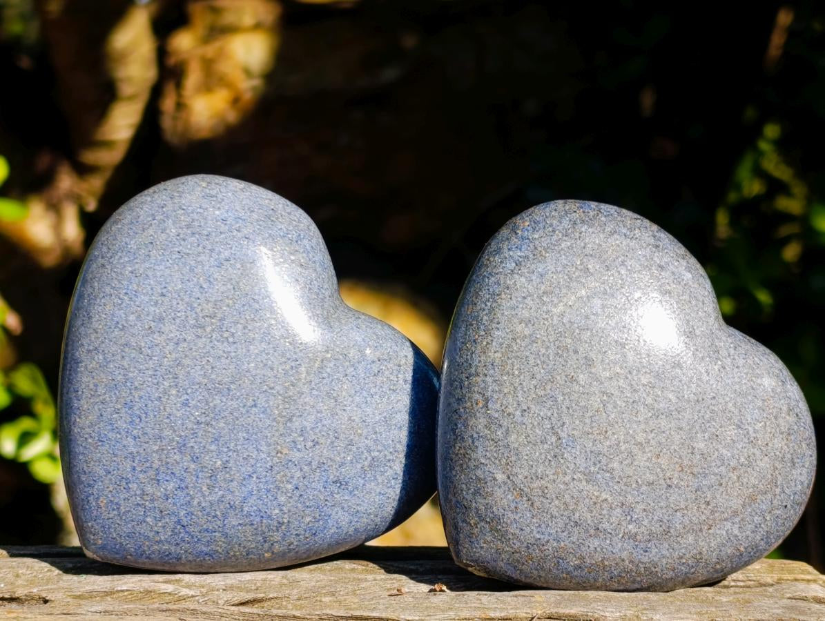 Polished Lazulite Hearts x 6 From Madagascar