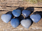 Polished Lazulite Hearts x 6 From Madagascar