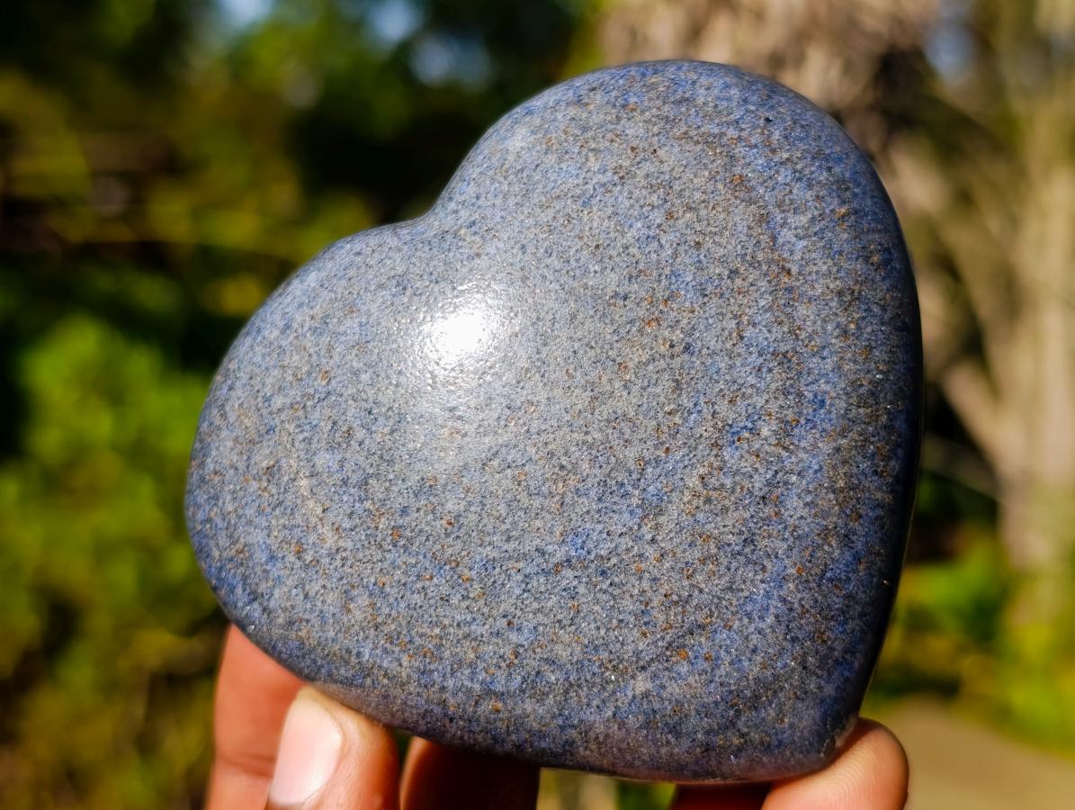 Polished Lazulite Hearts x 6 From Madagascar