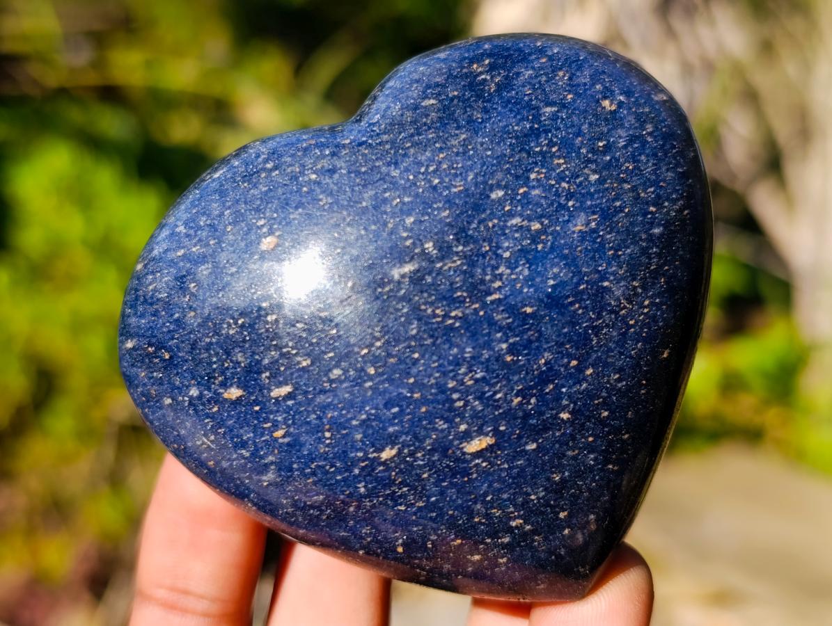 Polished Lazulite Hearts x 6 From Madagascar