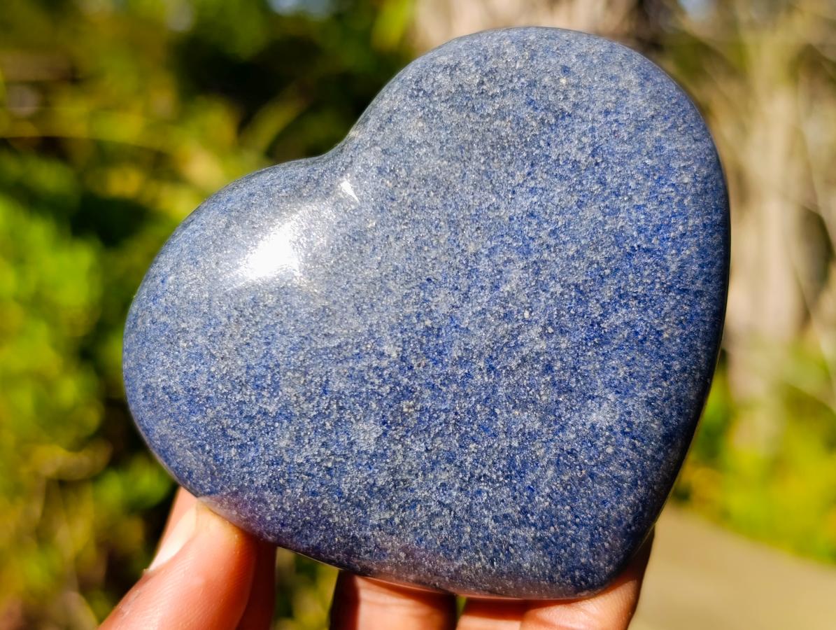 Polished Lazulite Hearts x 6 From Madagascar