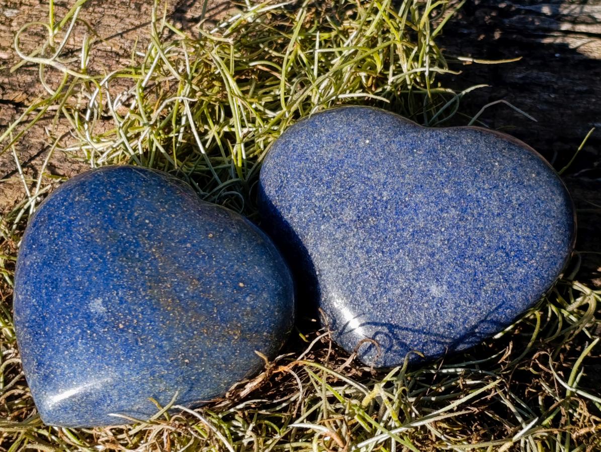Polished Lazulite Hearts x 6 From Madagascar