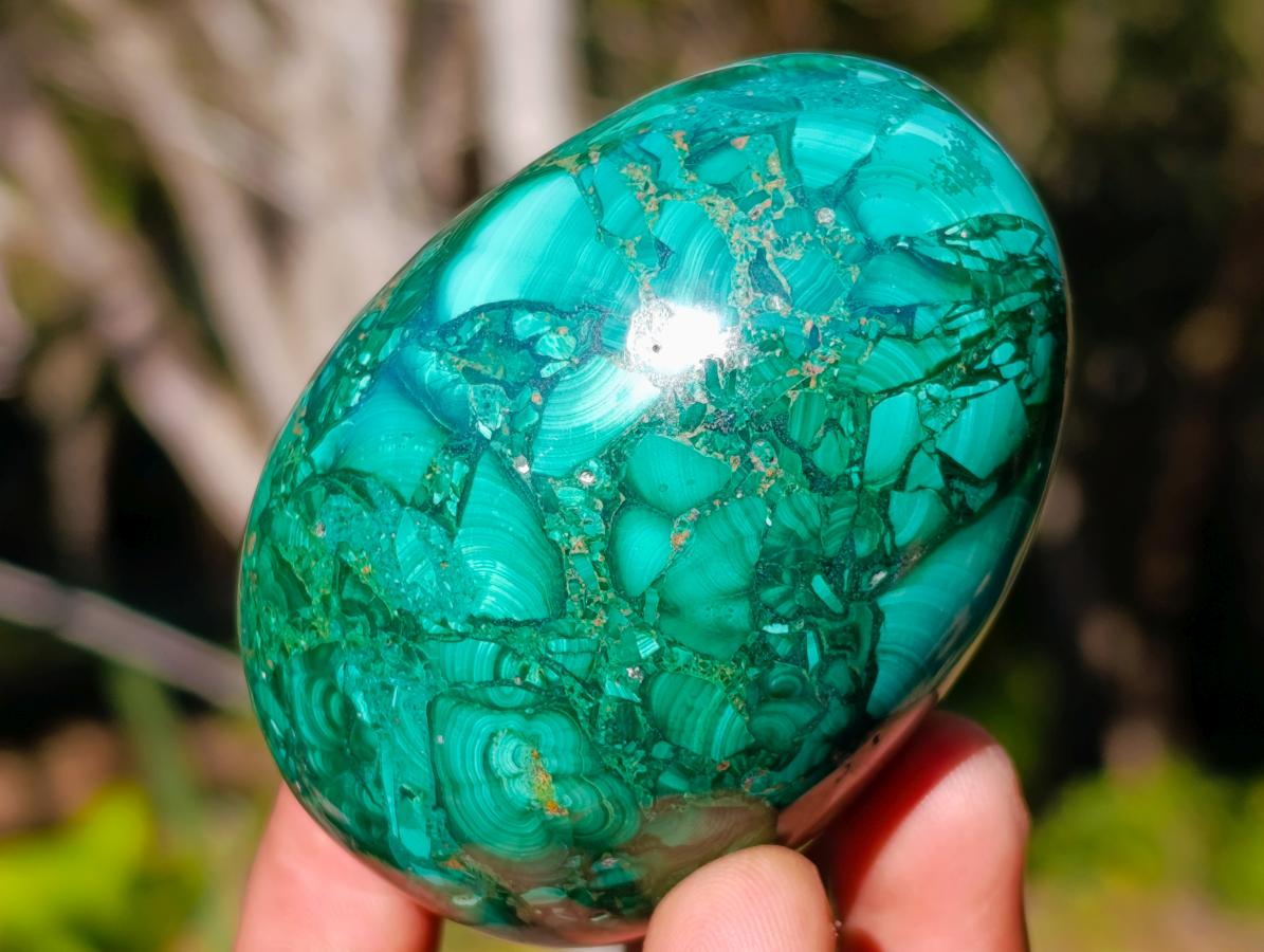 Polished Flower Banded Malachite Gemstone Eggs x 4 From Congo - Toprock Gemstones and Minerals 