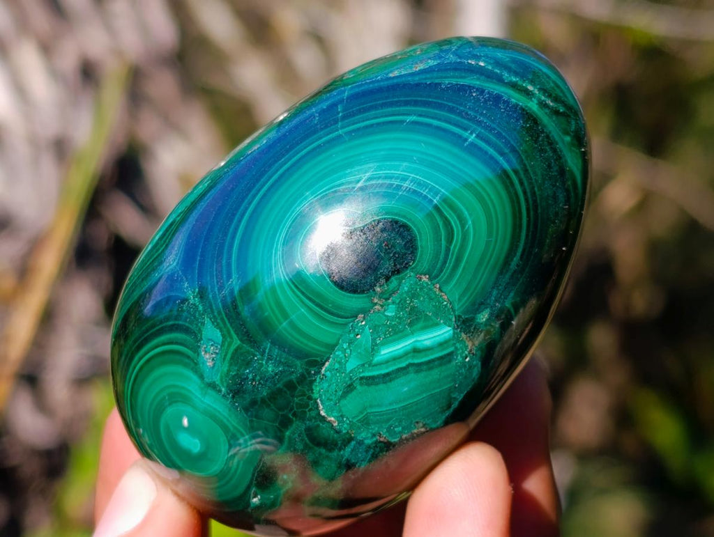Polished Flower Banded Malachite Gemstone Eggs x 4 From Congo - Toprock Gemstones and Minerals 