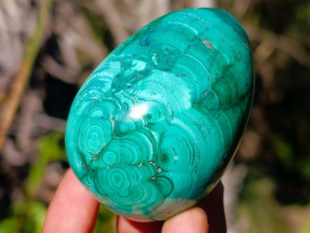 Polished Flower Banded Malachite Gemstone Eggs x 4 From Congo - Toprock Gemstones and Minerals 