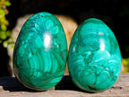 Polished Flower Banded Malachite Gemstone Eggs x 4 From Congo - Toprock Gemstones and Minerals 