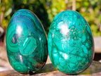 Polished Flower Banded Malachite Gemstone Eggs x 4 From Congo - Toprock Gemstones and Minerals 