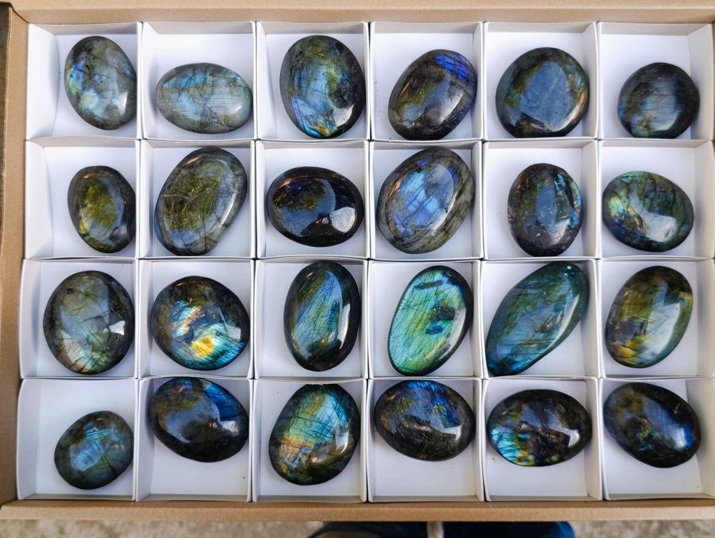 Polished Labradorite Palm Stones x 24 From Madagascar - Toprock Gemstones and Minerals 