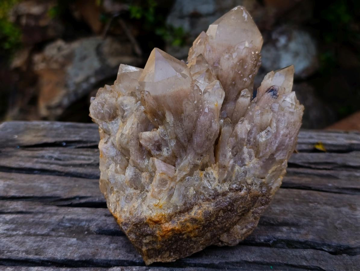 Natural Cascading White Phantom Smokey Luena Quartz Cluster x 1 From Luena, Congo - Toprock Gemstones and Minerals 
