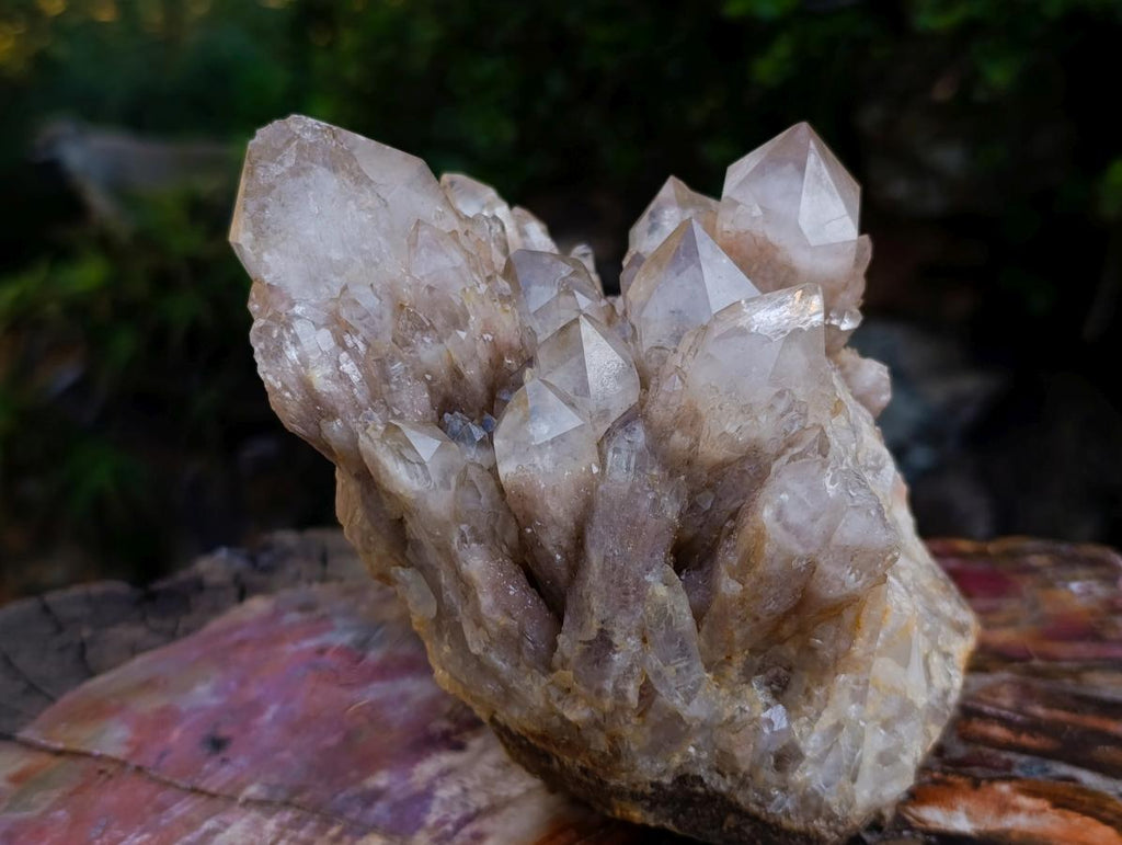 Natural Cascading White Phantom Smokey Luena Quartz Cluster x 1 From Luena, Congo - Toprock Gemstones and Minerals 