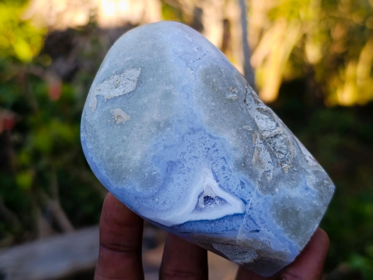 Polished Blue Lace Agate Standing Display Pieces x 4 From Nsanje, Malawi - Toprock Gemstones and Minerals 