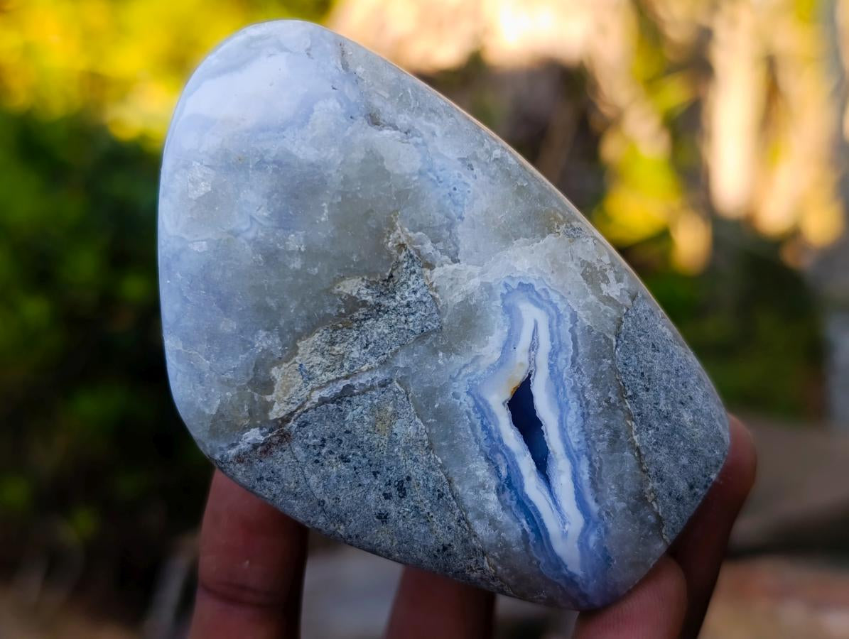 Polished Blue Lace Agate Standing Display Pieces x 4 From Nsanje, Malawi - Toprock Gemstones and Minerals 