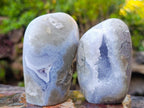 Polished Blue Lace Agate Standing Display Pieces x 4 From Nsanje, Malawi - Toprock Gemstones and Minerals 