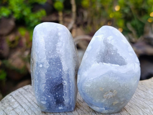 Polished Blue Lace Agate Standing Display Pieces x 4 From Nsanje, Malawi - Toprock Gemstones and Minerals 