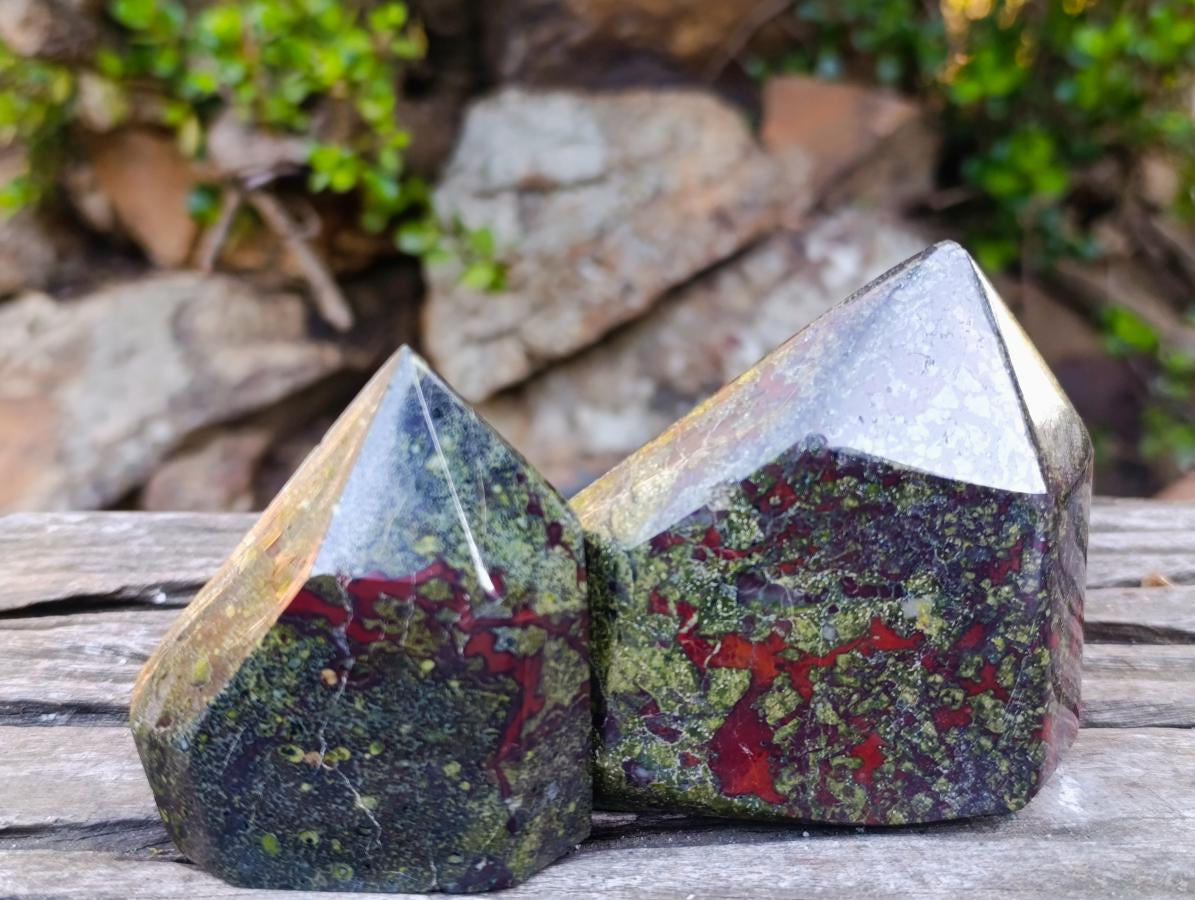 Polished Bastite Dragonsblood Stone Display Crystal Points x 6 From Tshipise, South Africa - Toprock Gemstones and Minerals 