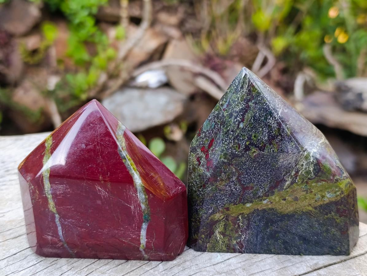 Polished Bastite Dragonsblood Stone Display Crystal Points x 6 From Tshipise, South Africa - Toprock Gemstones and Minerals 