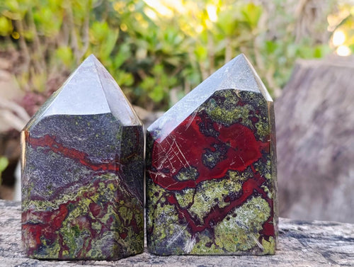 Polished Bastite Dragonsblood Stone Display Crystal Points x 6 From Tshipise, South Africa - Toprock Gemstones and Minerals 