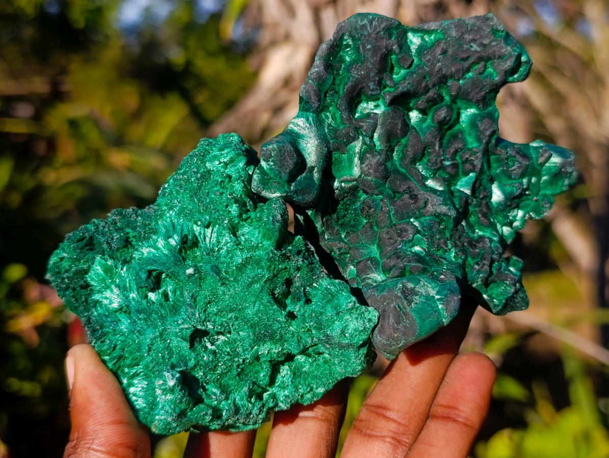Natural Silky Malachite Specimens x 6 From Kasompe, Congo - Toprock Gemstones and Minerals 