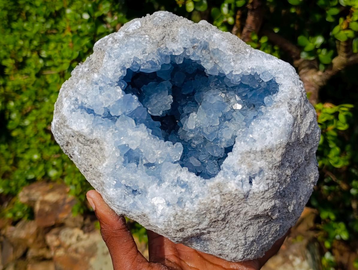 Natural Large Blue Celestite Geode Specimen x 1 From Sakoany, Madagascar - Toprock Gemstones and Minerals 