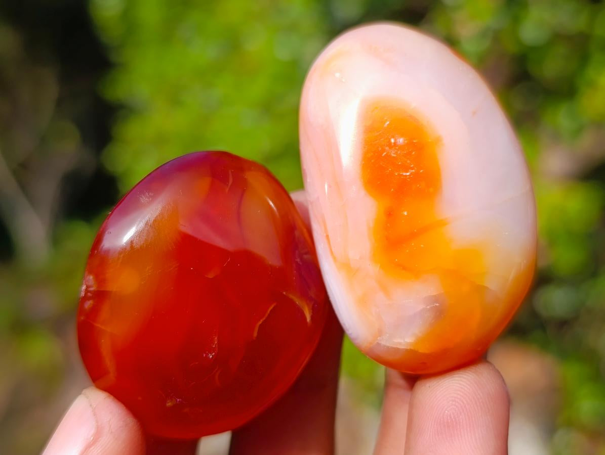 Polished Carnelian Agate Gemstone Galets x 31 From Madagascar - Toprock Gemstones and Minerals 
